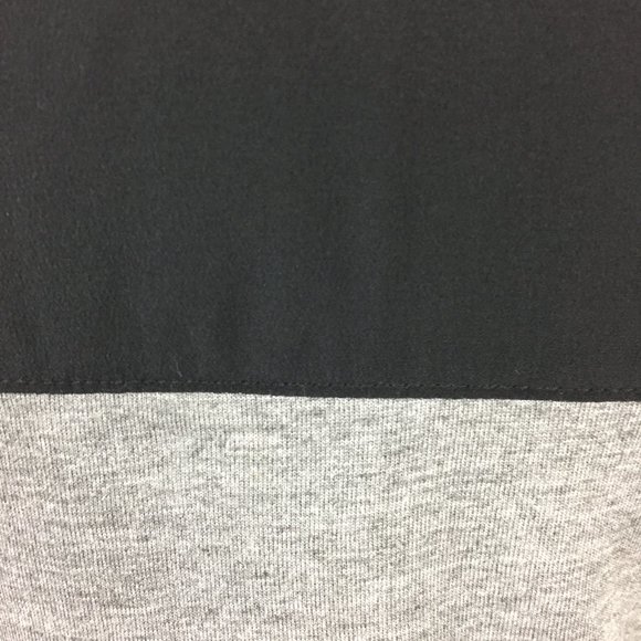 VINCE Gray Jersey Black Silk Trim Colorblock Slit Hem Sleeveless High Neck Top - Picture 11 of 15